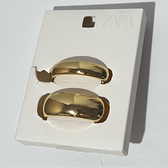 ZARA TWO-PACK OF GOLD TONE RIGID METAL BRACELETS NWT - Picture 5 of 5